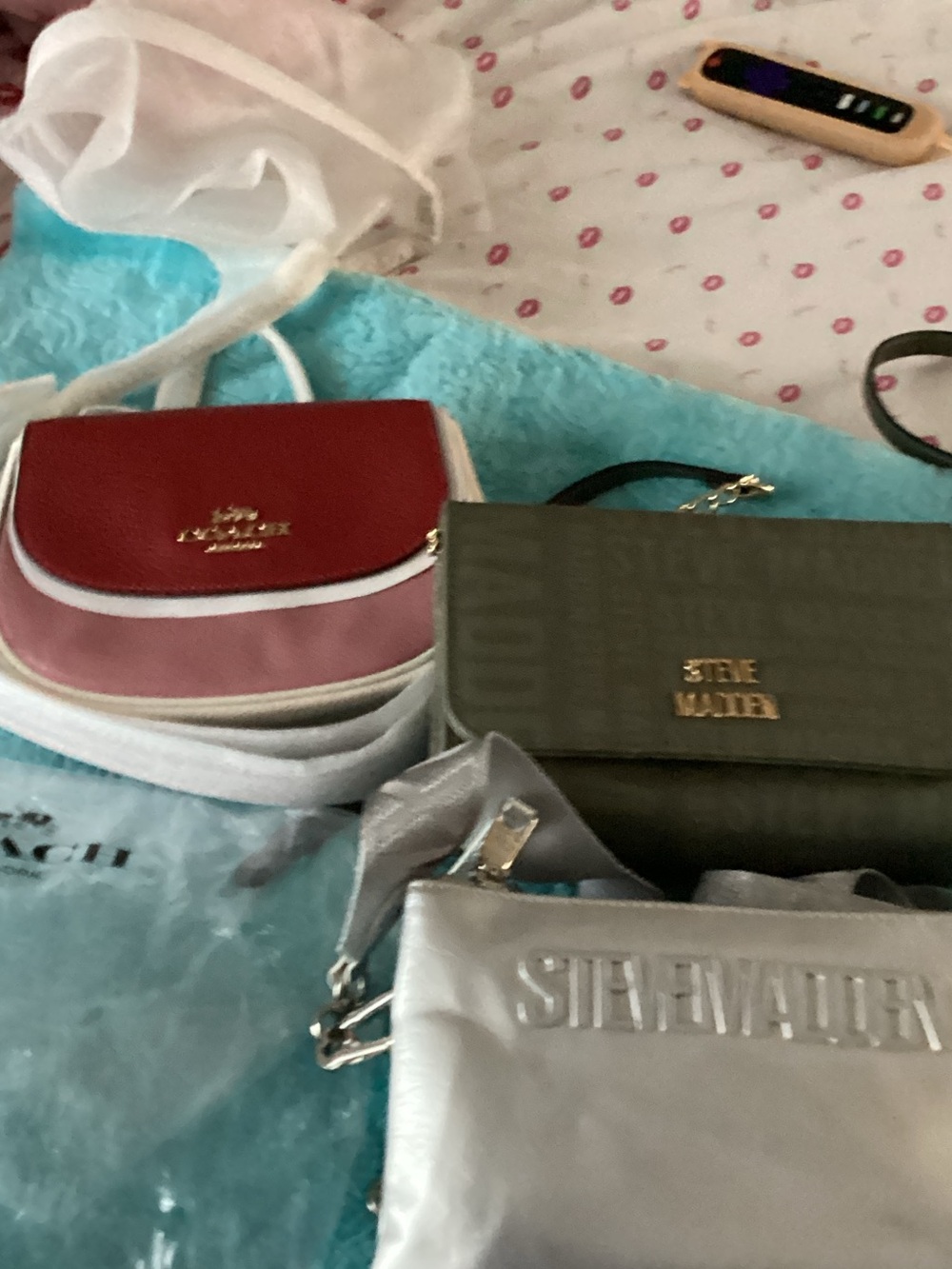 Coach Pink & Red Colorblock Crossbody Bag with White Trim